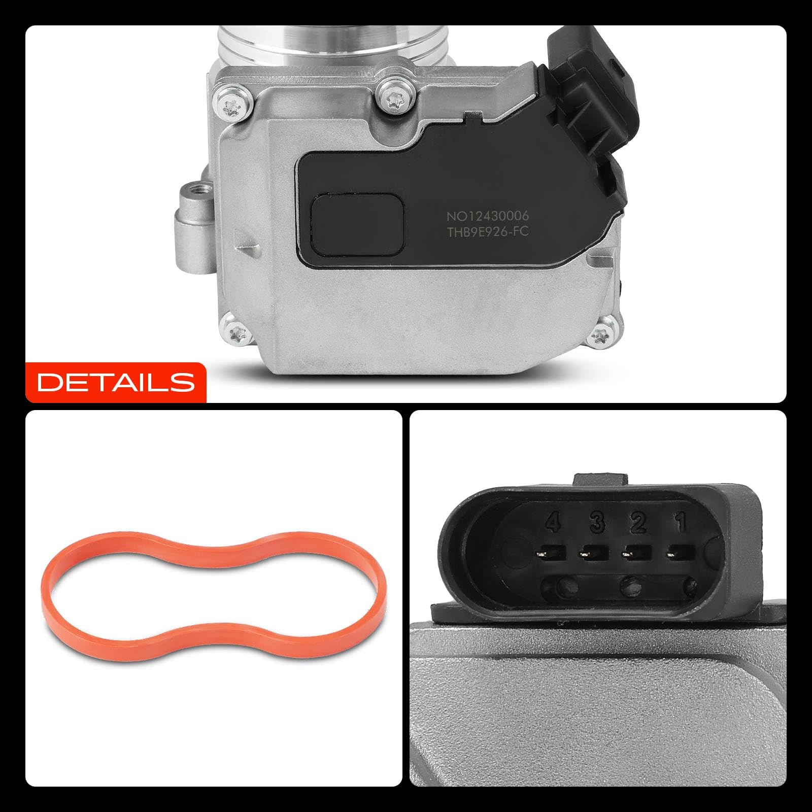 Frankberg Válvula de mariposa cuerpo de mariposa 4 Polos 7V2Q9E926AB | Compatible con: Fiesta VI CB1 CCN,Focus II Turnier DA DS FFS,Focus II DA DP HCP