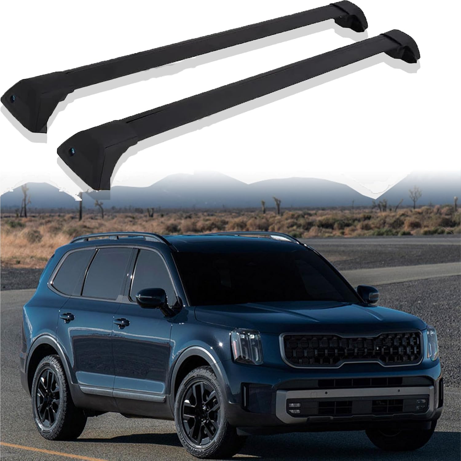 Lockable Cross Bars Fit for 2023 Kia Telluride XPRO XLINE with Raised Side Rails