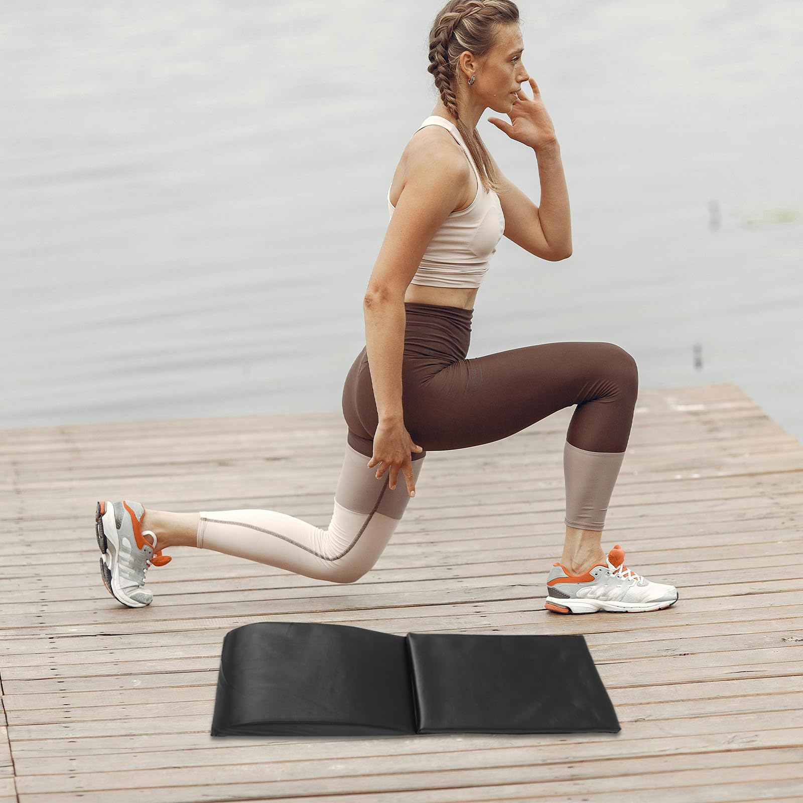 Faltbare Bauchmuskeltrainingsmatte Schwarz für Sit Ups, Kompakt