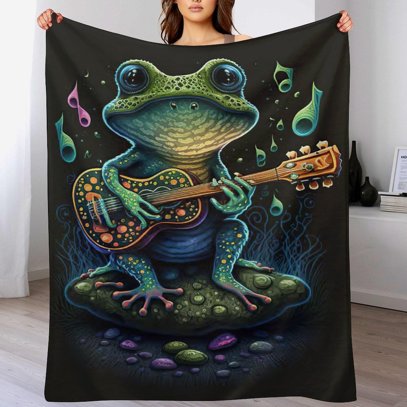 Plaid canape chaud contre le froid couverture polaire grenouille