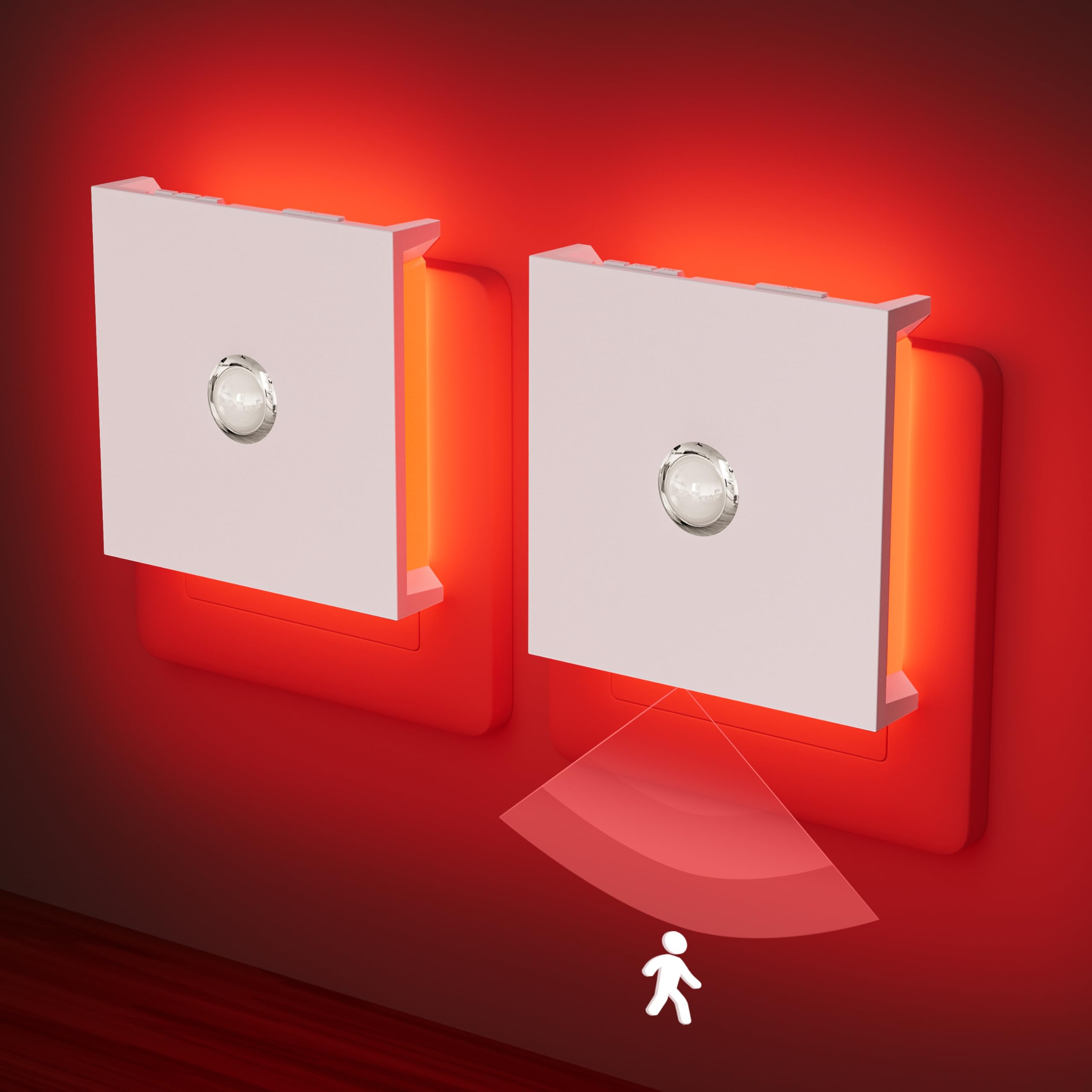 Feliigo Nachtlicht Steckdose mit Bewegungsmelder, 2 Stück LED Nachtlicht mit Hinterleuchtete, Helligkeit Einstellbar für Kinderzimmer, Schlafzimmer, Küche, Treppe, Flur - Schwarz