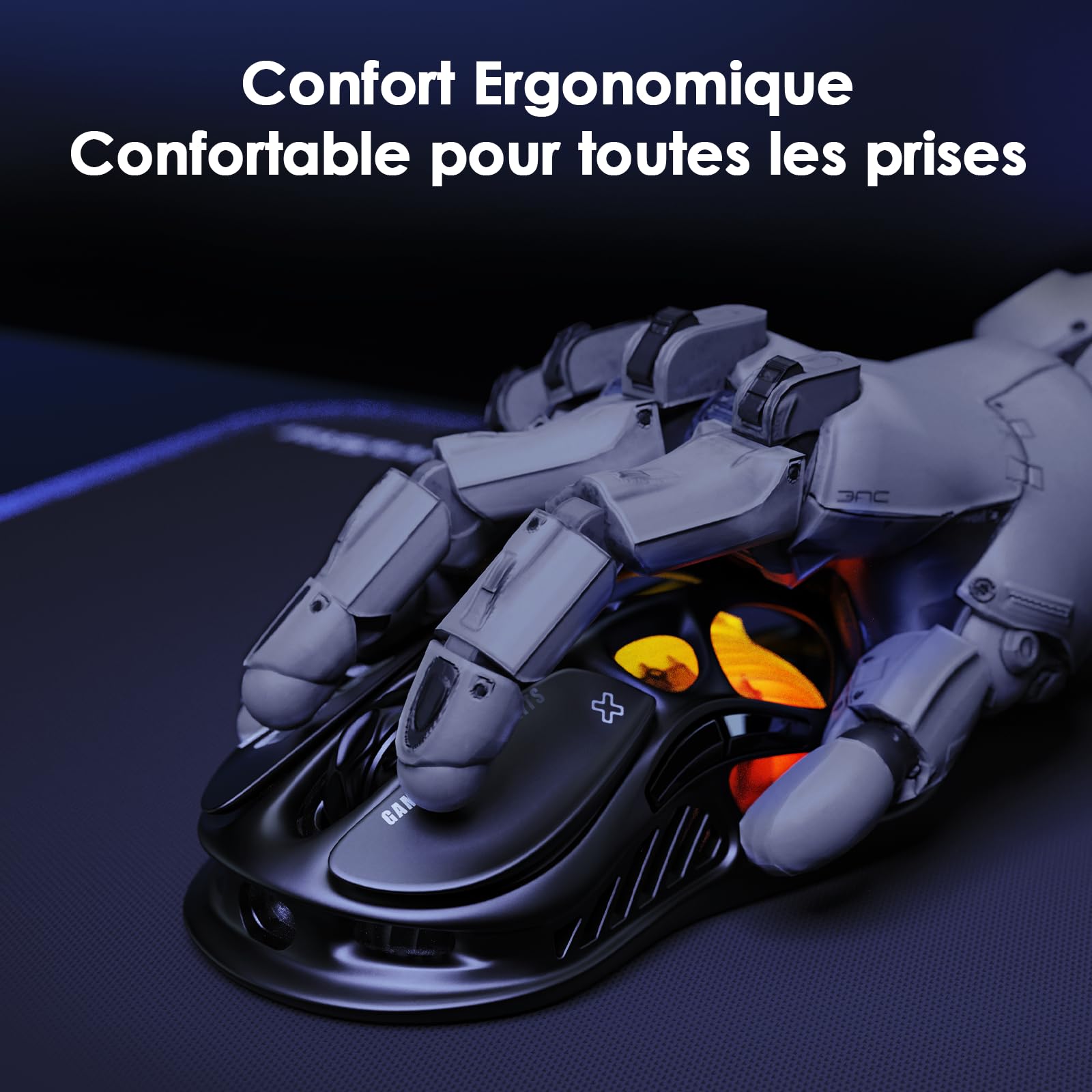 GravaStar Mercury M2 Souris de Jeu – Souris de Jeu MMO pour Ordinateur avec capteur Optique 26 000 DPI – Design léger évidé – 5 Boutons programmables – 5 Modes RVB Dynamic Lightsync – Noir furtif