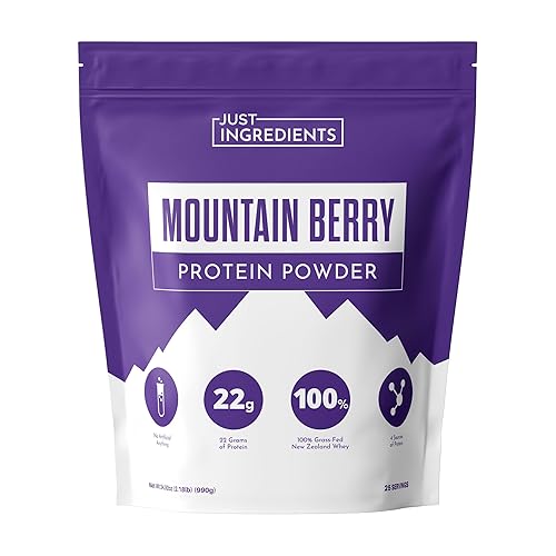 JUST INGREDIENTS Mountain Berry Protein Powder – 30-Serving Blend with