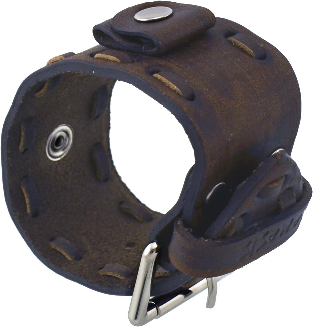 Nemesis #VSB-B Washed Out Faded Dark Brown 20mm Lug Width Wide Leather Cuff Watch Band