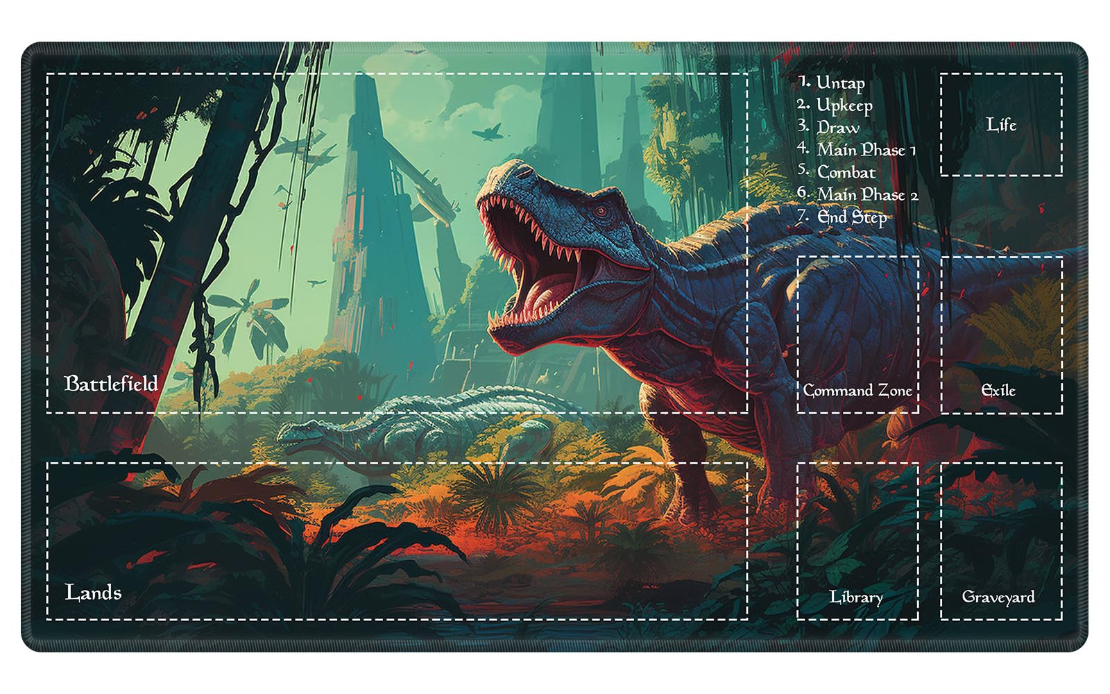 EDGFRTOIO Playmat with Zones for MTG Card Game Playing, Game Mats Tabletop Magic Play Mats 24"x14" Commander Deck Gaming Desk Duel Mat Card Gameplay