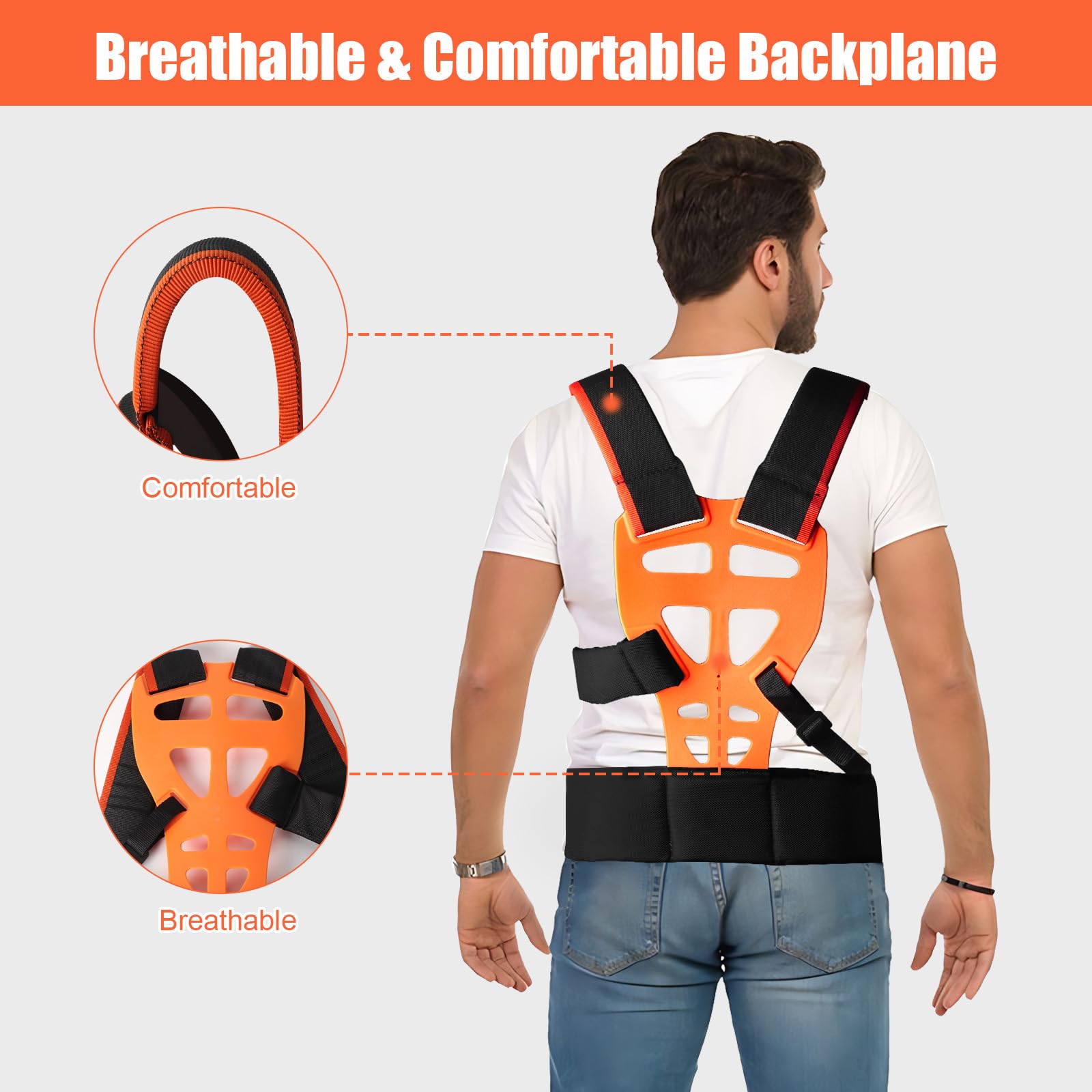 Harnais Debroussailleuse, Harnais pour Debroussailleuse Confort, Bretelles de Double Épaule, Tondeuse à Gazon Portage Universel pour Stihl Débroussailleuse Thermique (Noir)