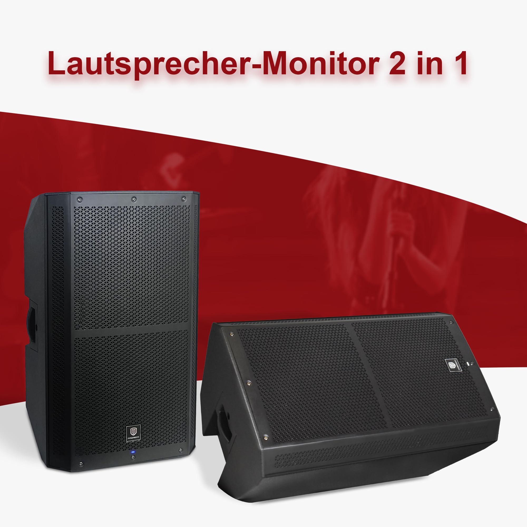 PRORECK SP-15 38 cm (15 Zoll) 1400W P.M.P.O Aktiv-Bühnenmonitor mit 3-Kanal-Eingängen, Bluetooth & DSP – PA-Box für Kirche/Hochzeit/Konferenz/Veranstaltungssaal