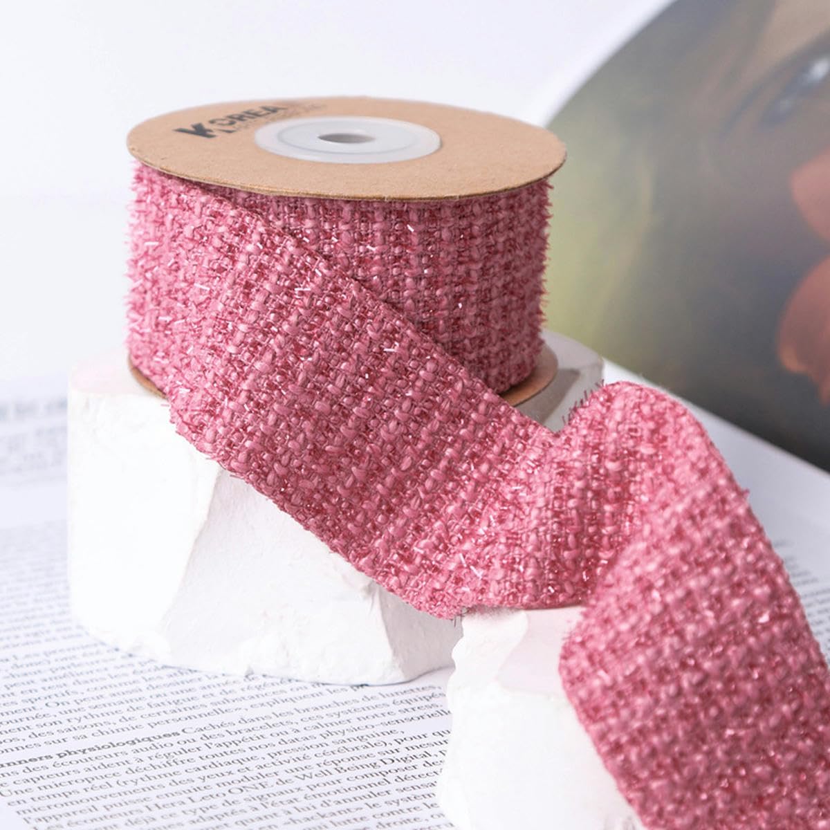 Cinta de tela trenzada de tweed de invierno de 25 mm y 40 mm bordada para manualidades para hacer lazos para el cabello Decoración navideña Cinta al bies de arpillera de algodón-5 negro-40 mm 50 yarda