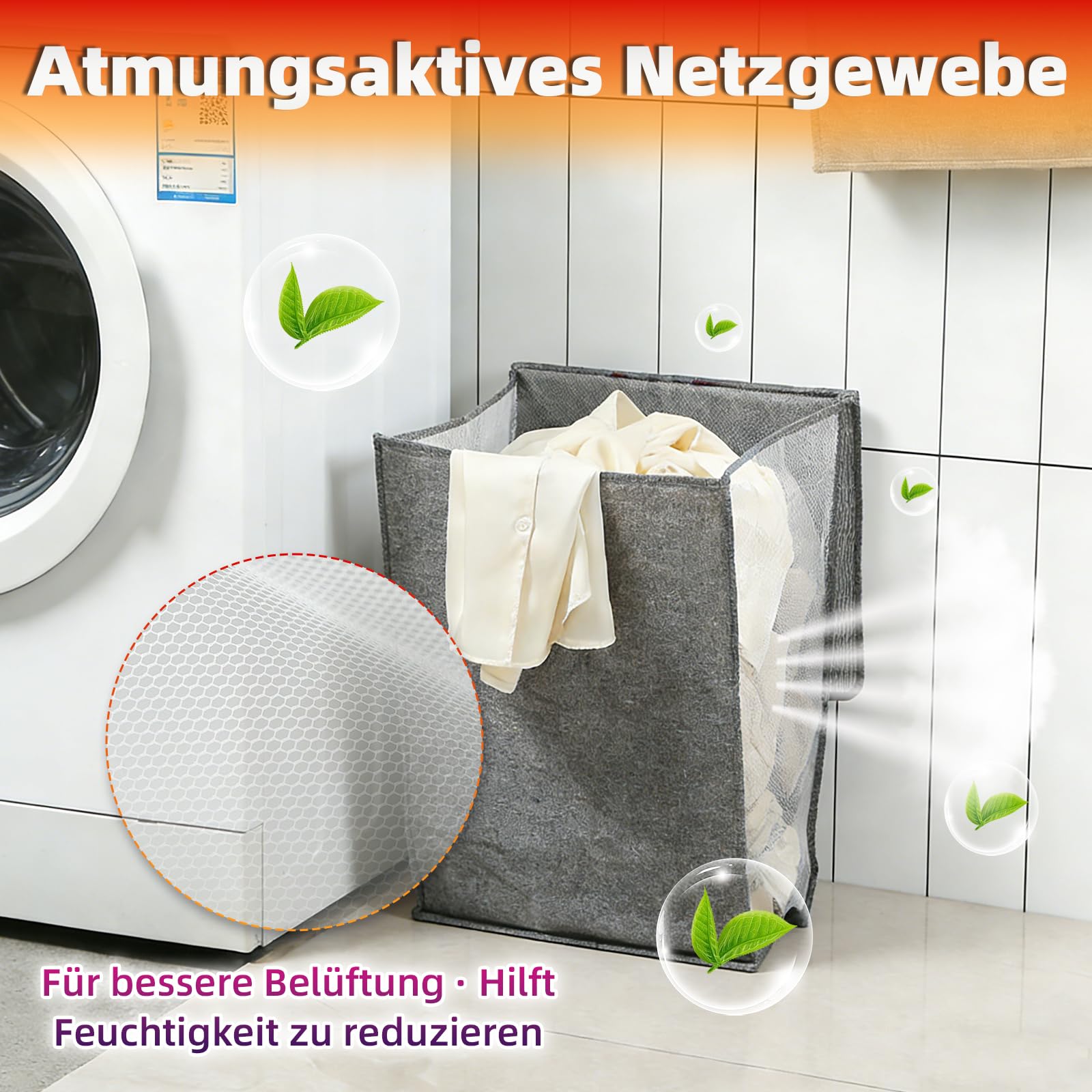 Cesto Ropa Sucia Pared Organizador Compresible Cesto Ropa Sucia Plegable con Tapa Contenedor Ropa Sucia Transpirable Antigolpes Estrecho (Gray-L)