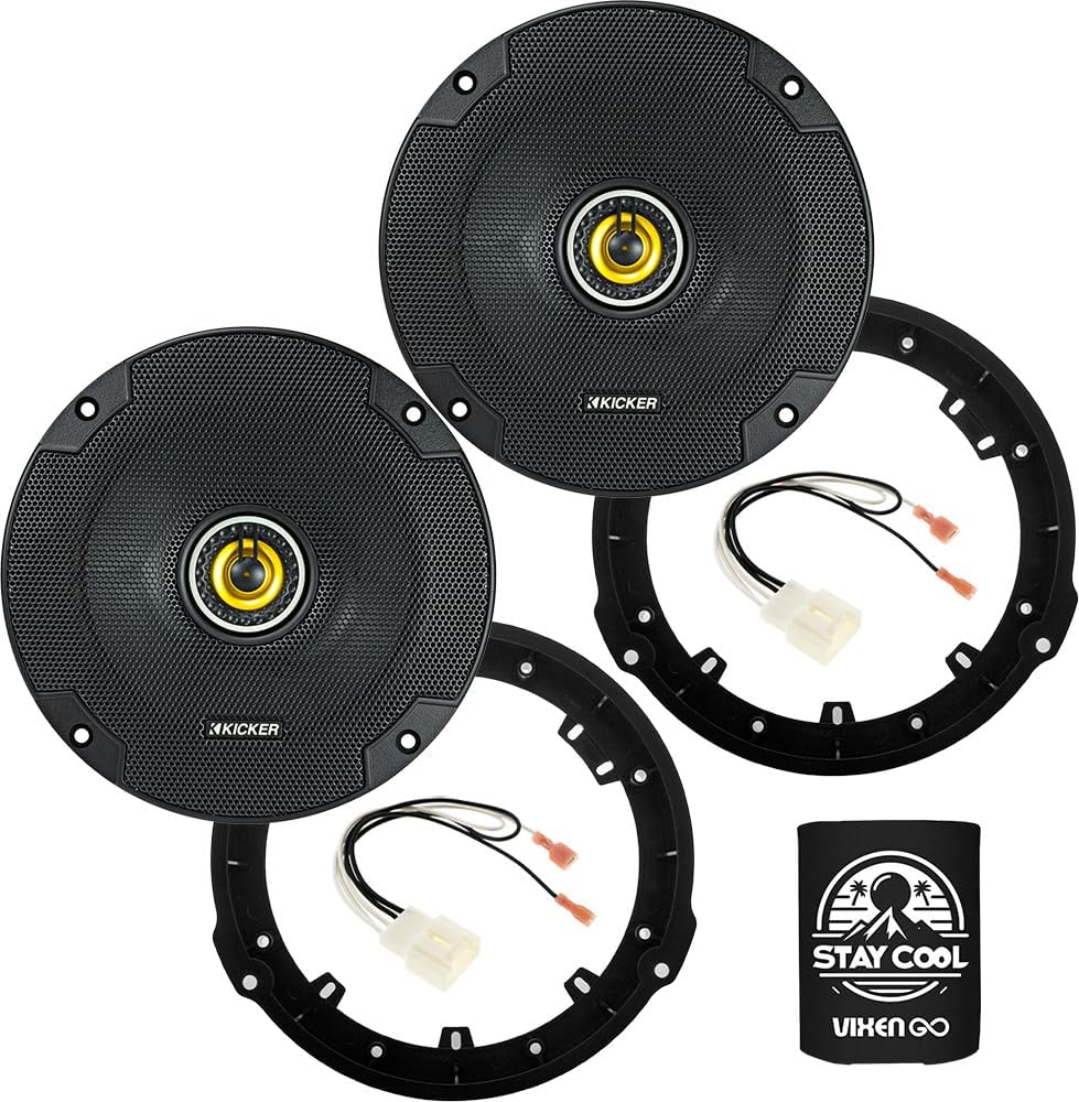 KICKER Speakers 6.5 inch for Ford Transit 150/250/350 2015-2024 Upgrade Kit - Pair of CS Series with Adapters and Harness, Coaxial 6 1/2 Car Audio Front Door Speaker CSC65, 46CSC654