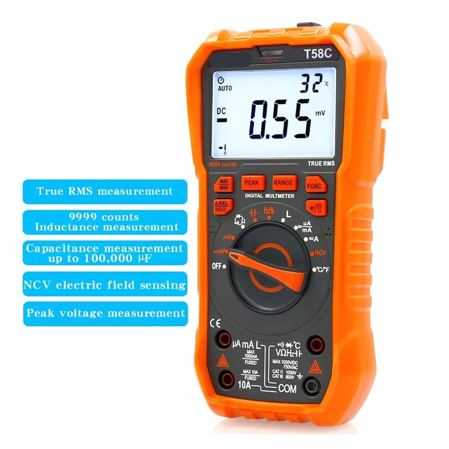 The T58C Multifunction Digital LCR Multimeter can be Used for inductance and capacitance Measurement