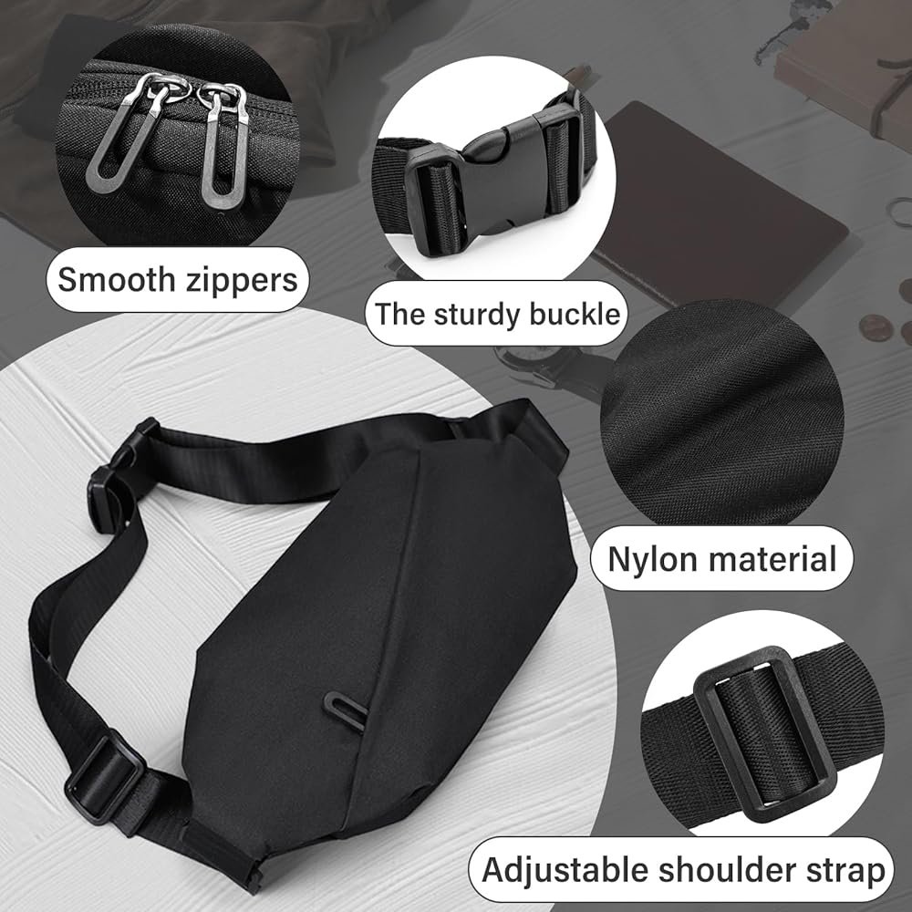 Borsa A Tracolla Uomo FuninCrea In Nylon Impermeabile Doppio Strato - Piccola E Leggera Per Telefono E Oggetti Personali