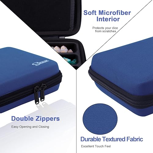Miniatura 4 de SIQUK Estuche para dados DND, estuche organizador de dados con asa, bandeja ranurada extraíble con capacidad para 8 juegos de dados DND para