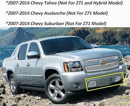 Miniatura 5 de Rejilla de malla se ajusta a Chevy TahoeAvalancheSuburban 2007-2014 Inserto de rejilla de parachoques inferior de acero inoxidable 2008 2009 10 11