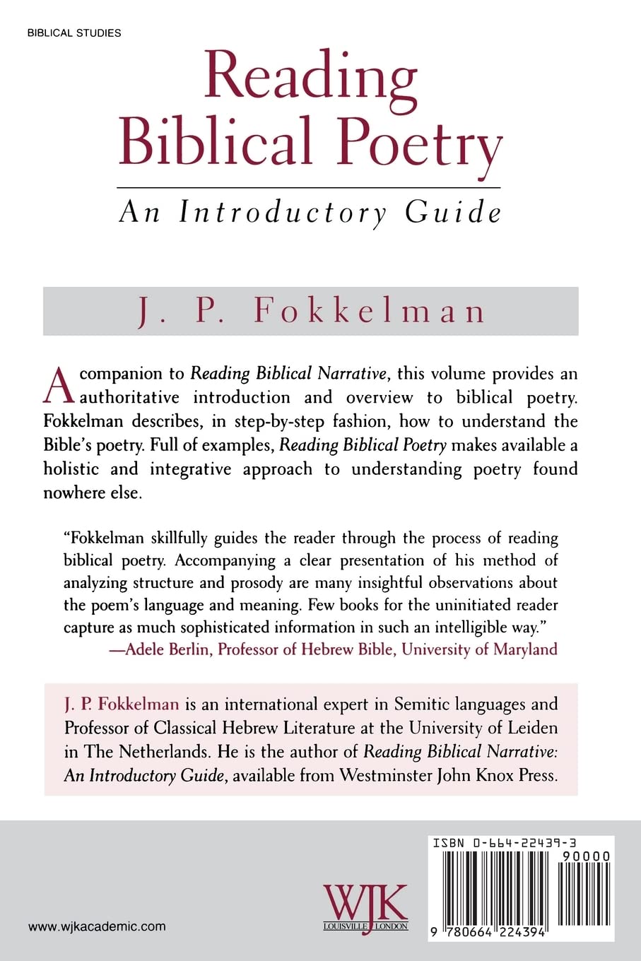 Reading Biblical Poetry: An Introductory Guide