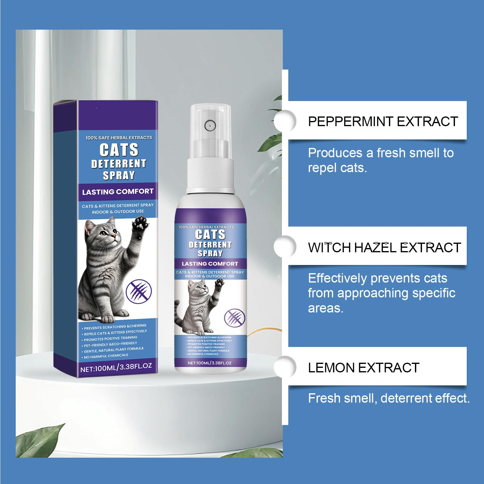 Spray de Entrenamiento para Gatos,Repelente Gatos,Ahuyentador de Gatos,Spray Repelente Gatos,Spray Anti Arañazos para Gatos Sofá,Spray Antiarañazos