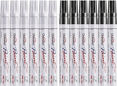 Overseas White and Black Paint Pens, 12 Pack Oil Based