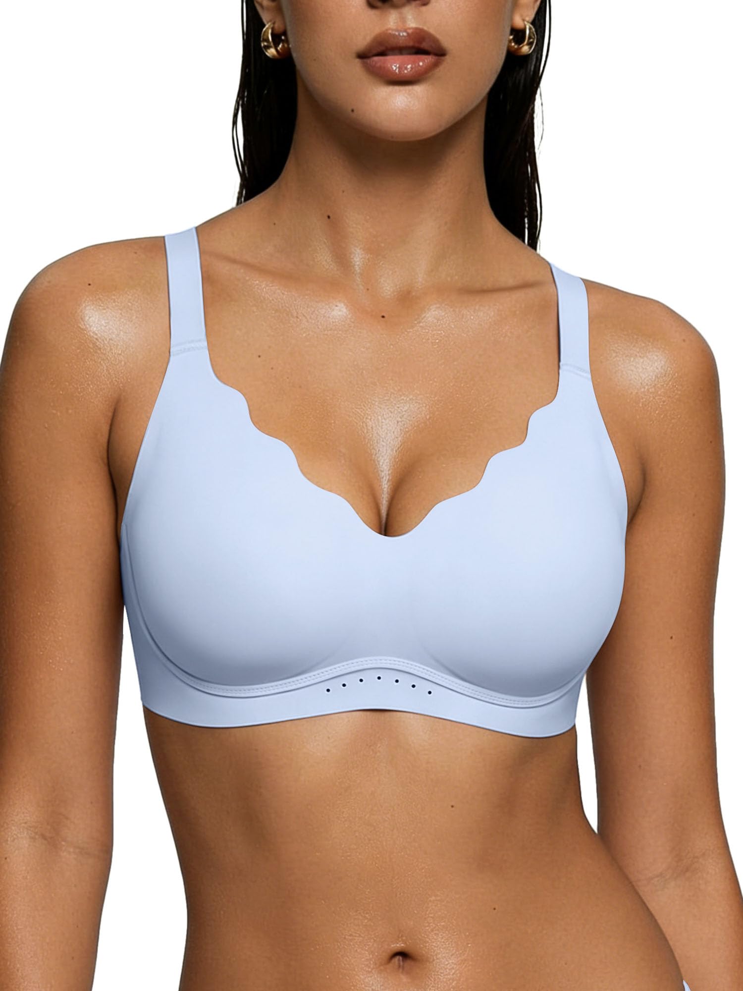 As Fairy Wireless Bras for Women Jelly Push Up Scalloped T-Shirt Bra