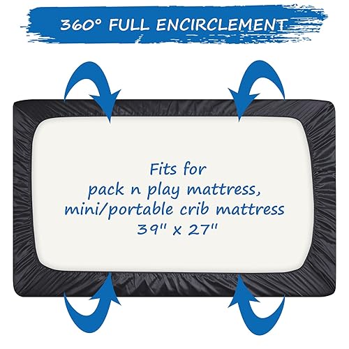 Miniatura 3 de Sábana bajera de satén, para empacar y jugar, suave y sedosa para colchón de cuna pequeña (39 x 27 x 5 pulgadas), para niños y niñas, sábanas de