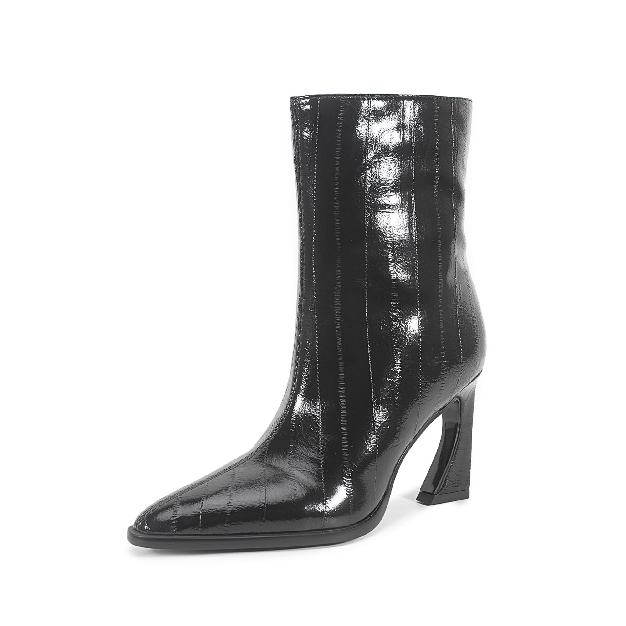 Ankle Boots for Women Pointed Toe Side Zipper Unique Heel Shape High-Heel Boots