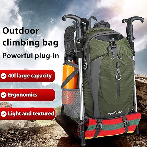 Miniatura 3 de Fengdong Mochila de viaje impermeable y ligera para senderismo, acampadas, de 40 L, para hombres y mujeres, Verde
