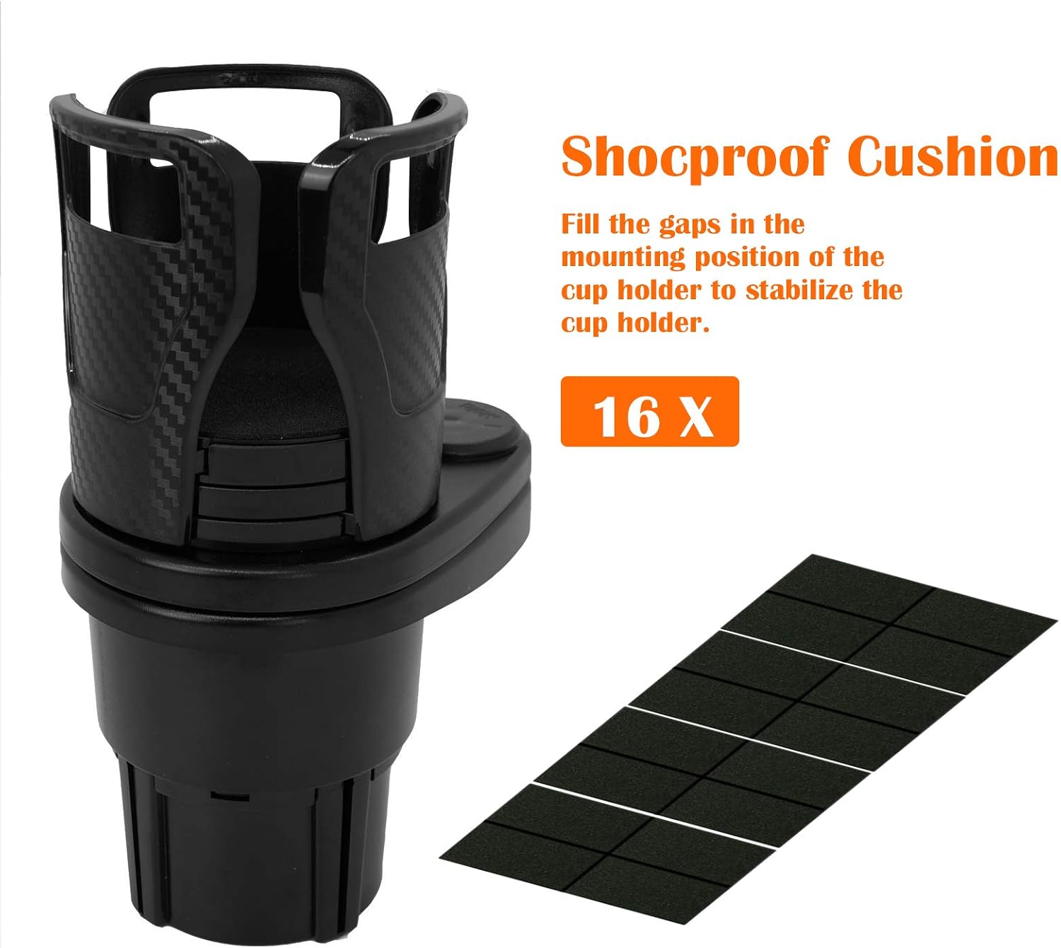 Car Cup Holder Expander Adapter- Cup Holder Extender - Dual Drink Holder for Car- 2 in 1 Multifunctional Cup Mount Extender with 360° Rotating Base, Special Drink Holder Adjustable, Carbon Fiber Black