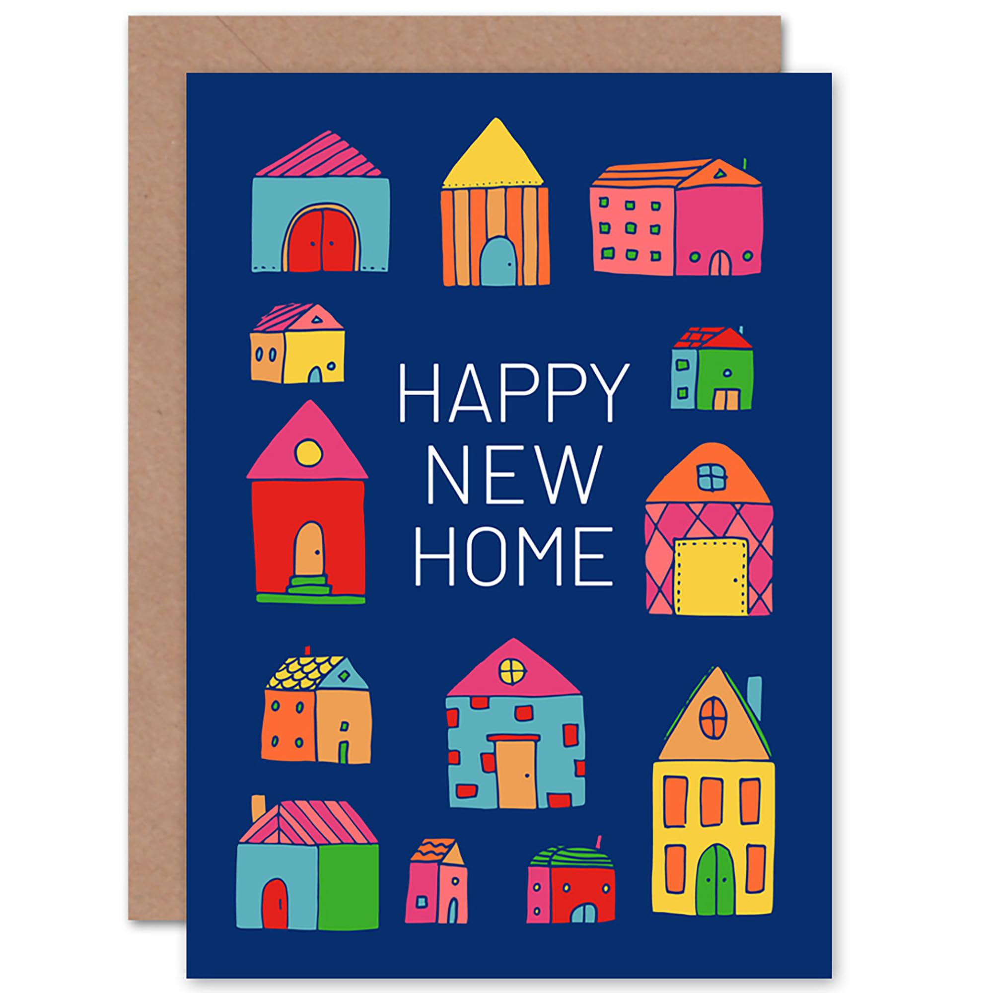 Wee Blue Coo Happy New Home Houses Sealed Greeting Card Plus Envelope Blank inside