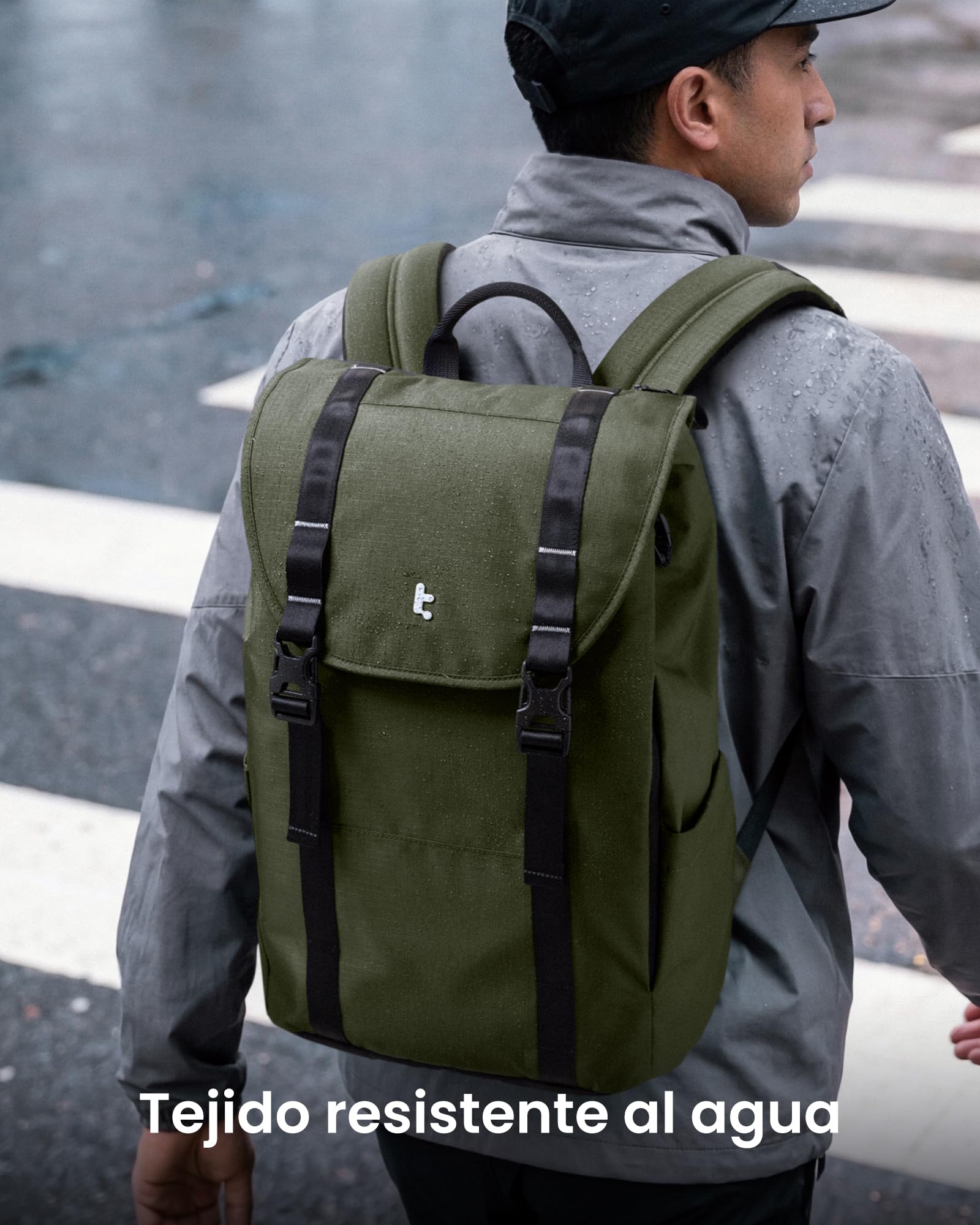 tomtoc Mochila para Portátil 22L, Mochila Vintage Ligera y Resistente al Agua para Escuela, Universidad, Trabajo, Viajes y Uso Diario, para Hombre y Mujer, Compatible con Portátiles de 13-16 Pulgadas