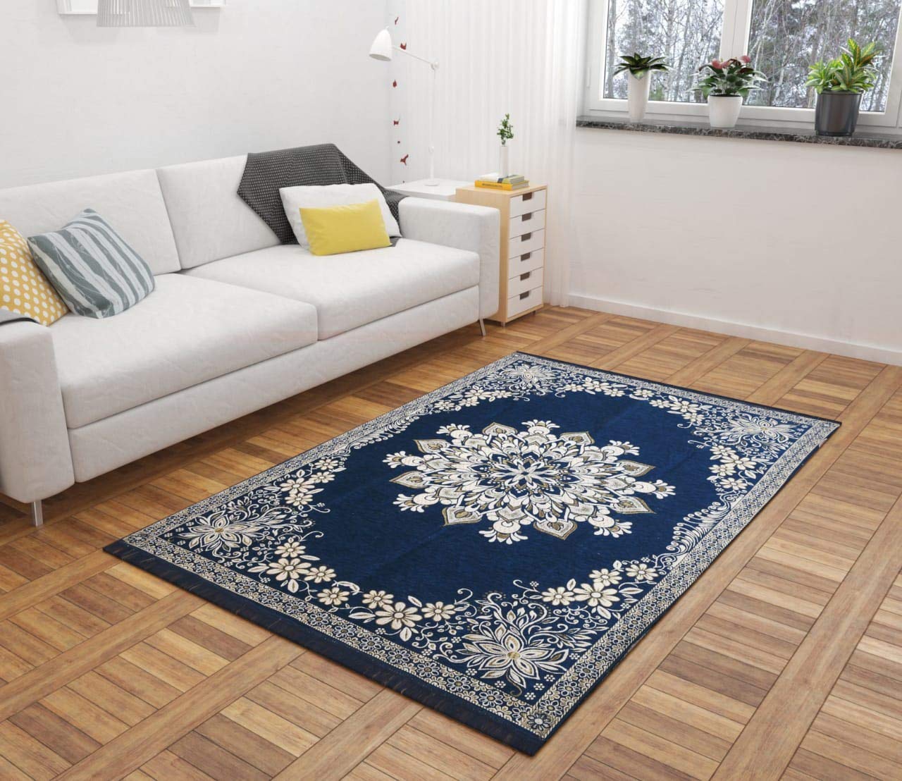 Buy SHOPICTED Solid Traditional Carpet (Grey, Black, Chenille, 60