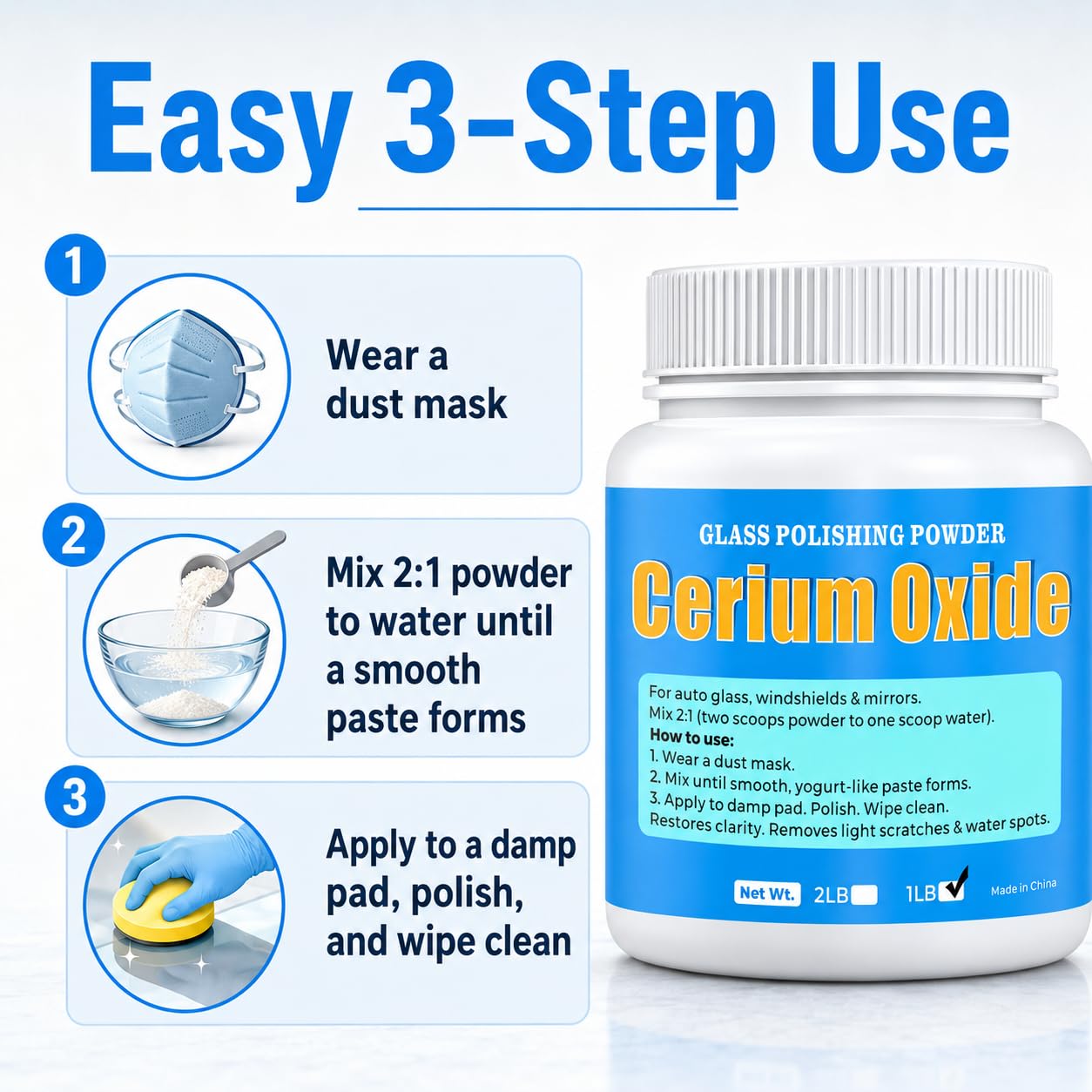 Cerium Oxide Glass Polish - Scratch & Spot Repair -7