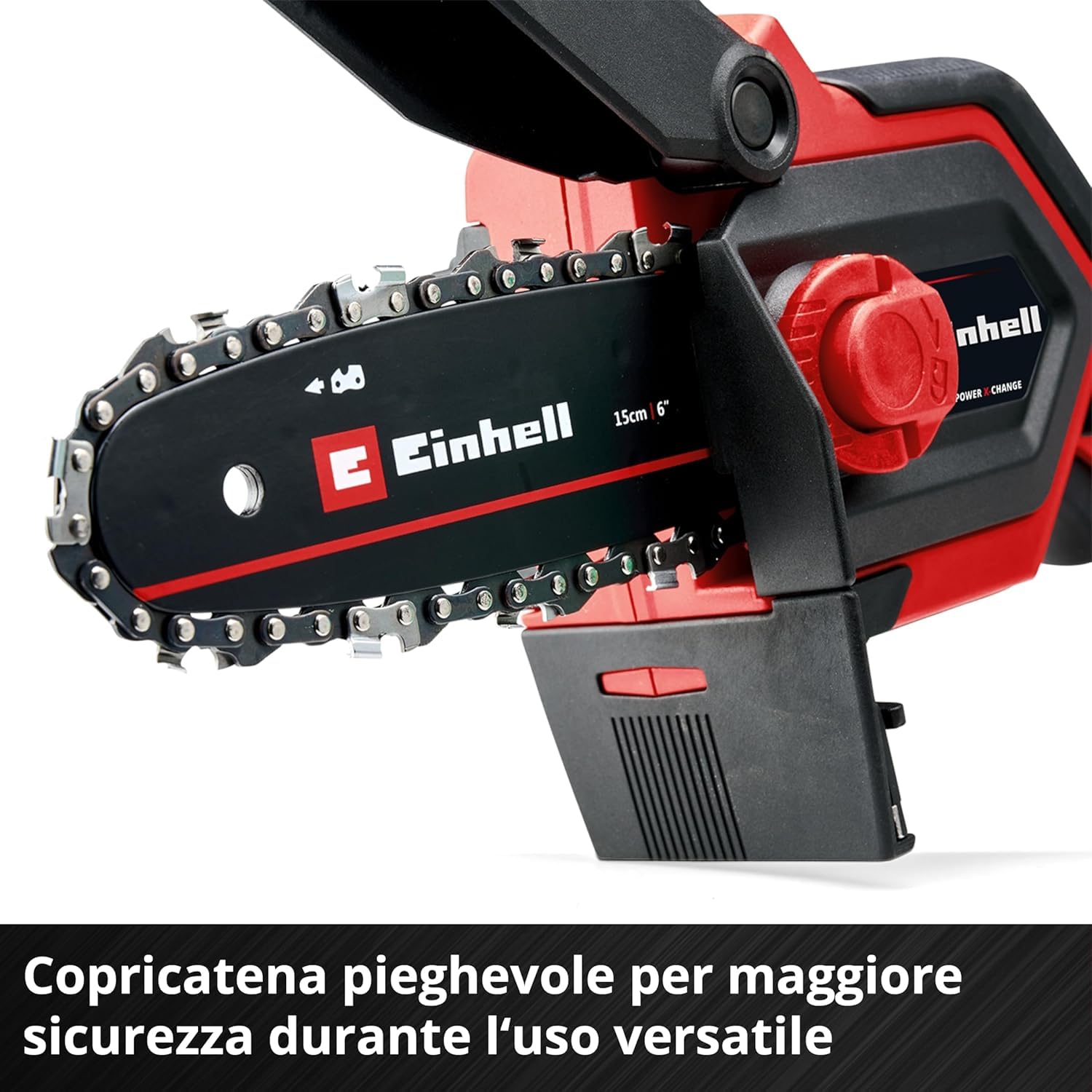 Einhell Motosega a batteria GE-PS 18/15 Li Bag Kit Power X-Change (18 V, Brushless, lunghezza di taglio 12,5 cm, con batteria 2,5 Ah, caricabatteria, catena di ricambio, Einhell Bag 45/29)