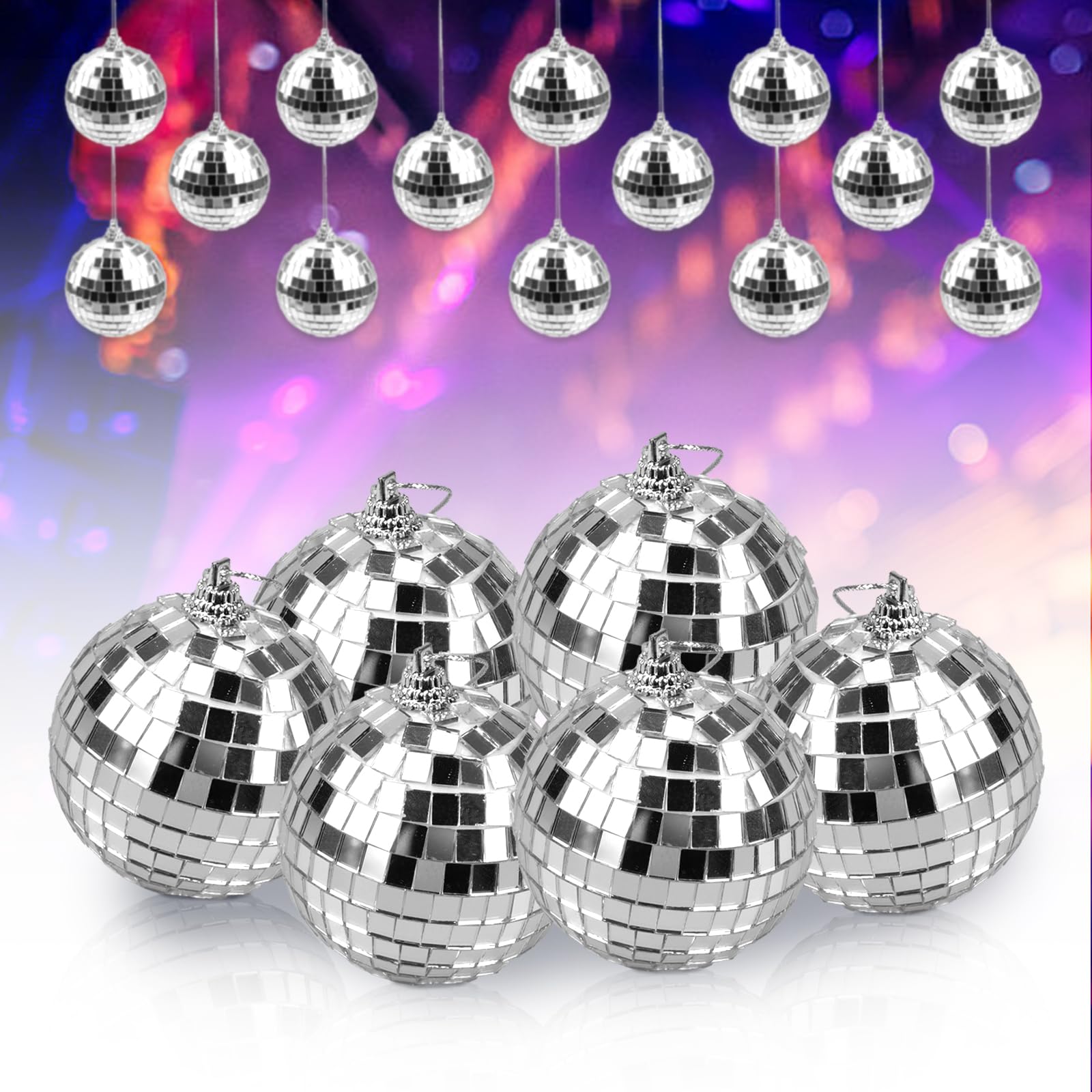 Lot De 6 Boules à Facettes Argentées Pour Fête - Décoration 4D En Nid D'abeille - Pour Mariage, Anniversaire, Festival