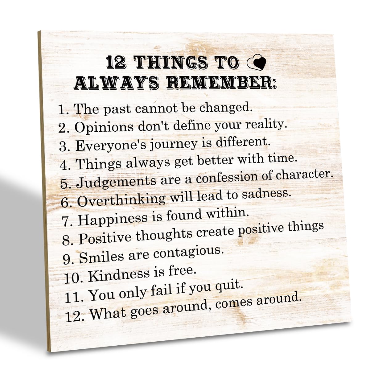 Inspirational Sign Wood Plaque Sign 5 * 5inch Positive Thinking Wood Sign Mindfulness Sign for Home Kids Room Decor Office Classroom School Decor 12 Things To Always Remember