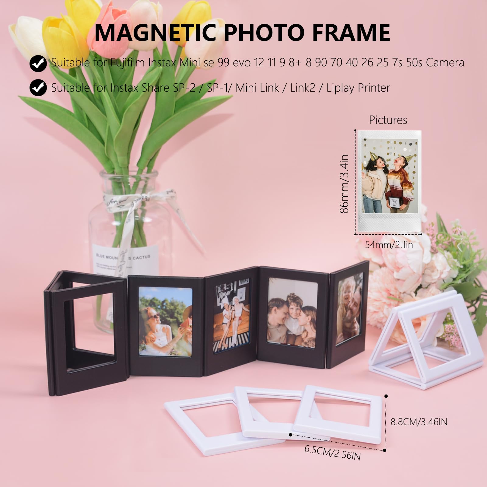 Lot De 15 Petits Cadres Photo Magnétiques Personnalisés Pour Fujifilm Instax Mini - Photos 5,4 X 8,6 Cm
