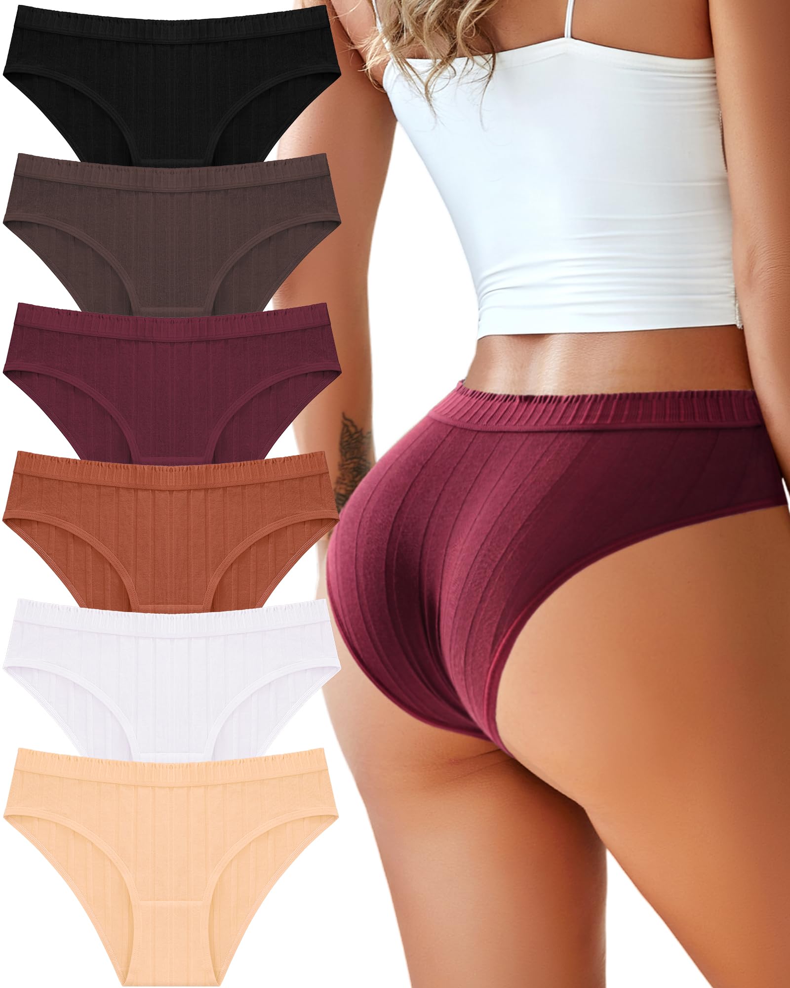 Cotton Underwear Sexy Cheeky Bikini Low Rise womens Panties Lingerie 6 Pack