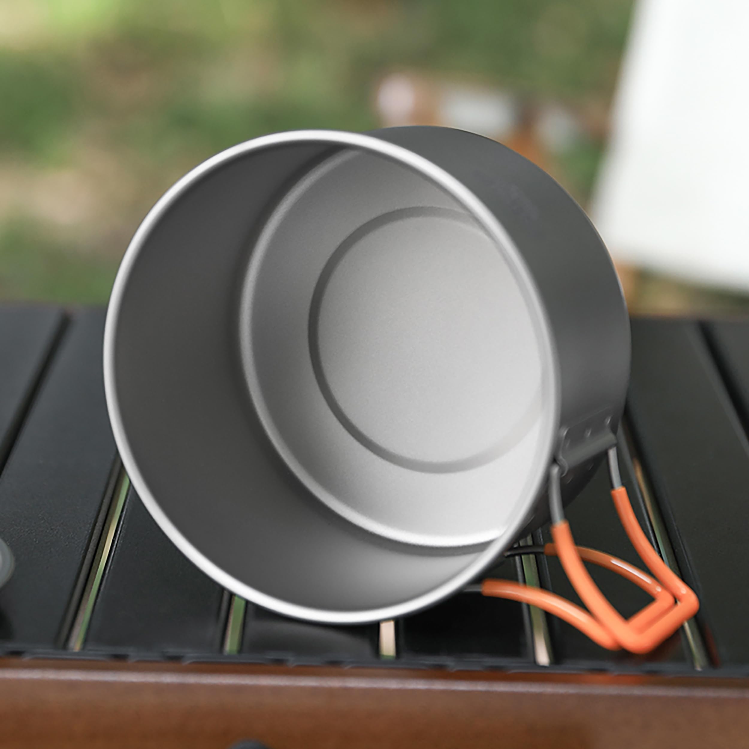 Tazón de titanio con mango plegable, cuenco de titanio de una sola pared con mango plegable para acampar al aire libre, senderismo, picnic (Ta8216M-GJ+M110+8001P)