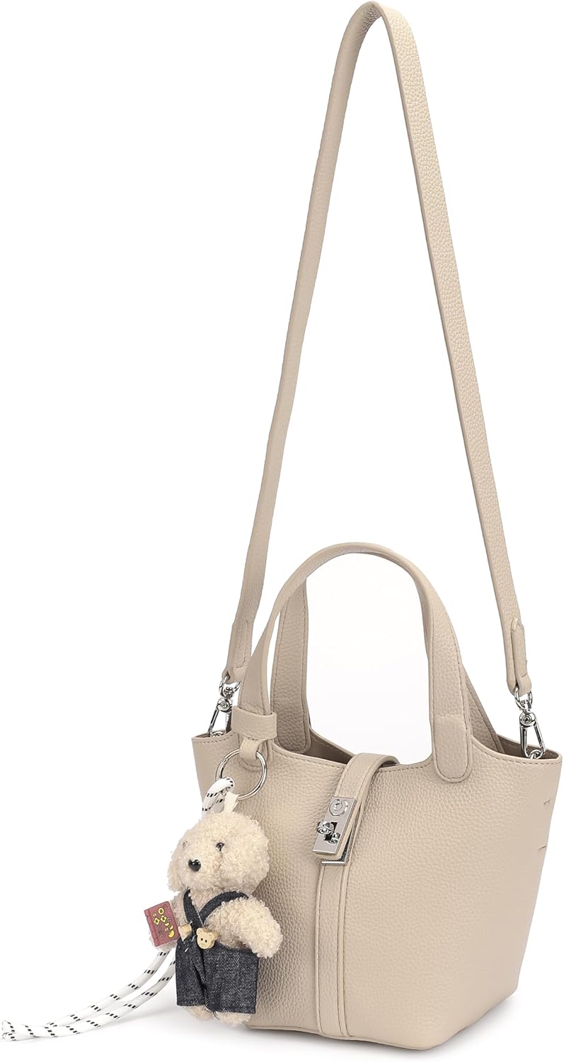 Women's Handbag Artificial Leather Bucket Wallet with Top Handle, Single Shoulder Bag with Removable Small Wallet - Image 6