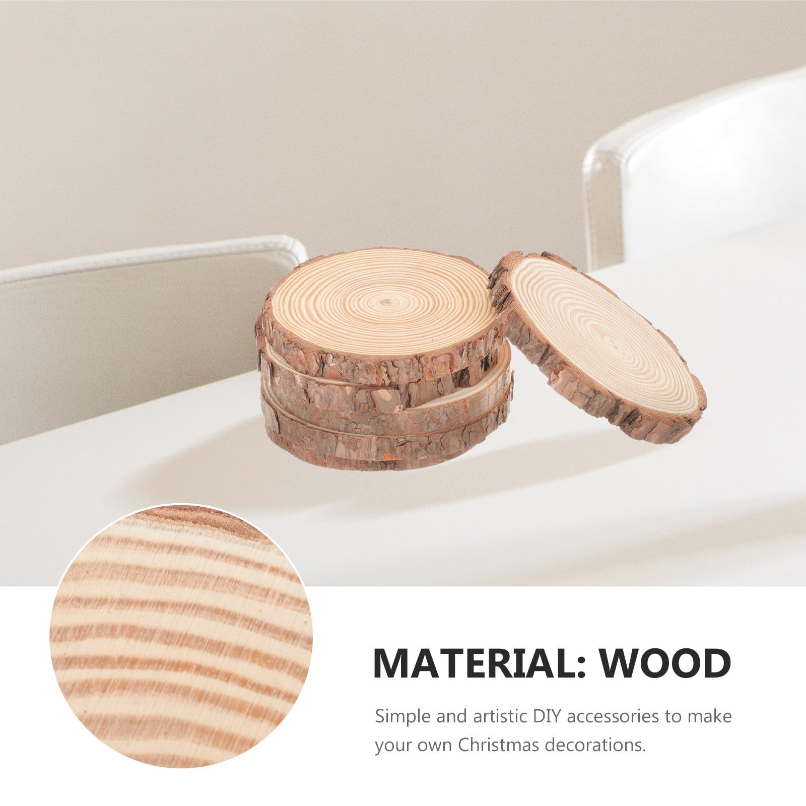 STOBAZA 6 Piezas Rodajas de Madera sin Pintar para Pintar Superficie Resistente y Fácil de Teñir para Posavasos y Manualidades