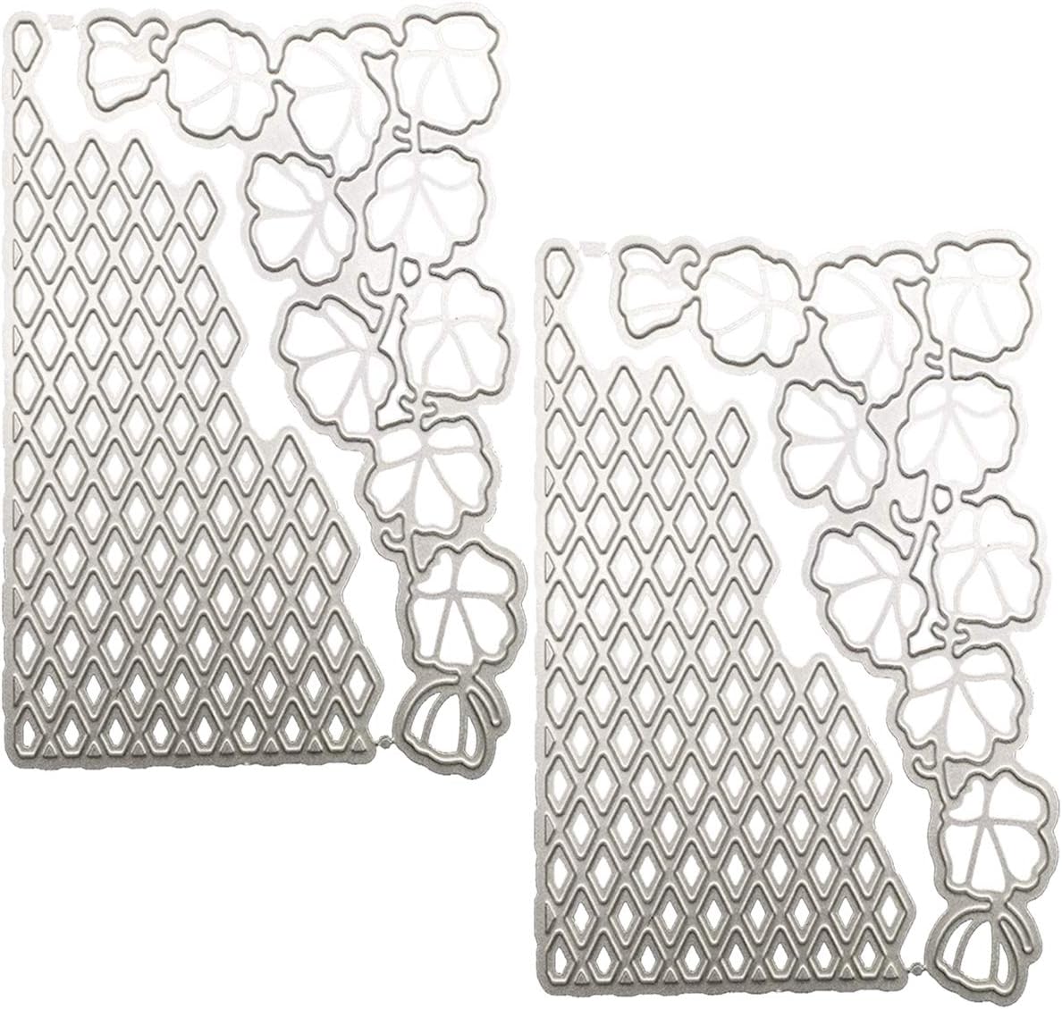 CKANDAY 5.31" x 4.13" Cutting Dies, 2 Pack Embossing Stencil Flower Background Metal DIY Nesting Template for Decorative Album Standard Sized Greeting Card Making Scrapbooking Craft