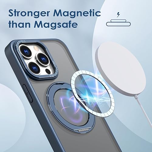 Miniatura 4 de Funda para iPhone 15 Pro con anillo magnético con soporte giratorio de 360°, protector a prueba de golpes, translúcido mate, TPU para iPhone 15 Pro