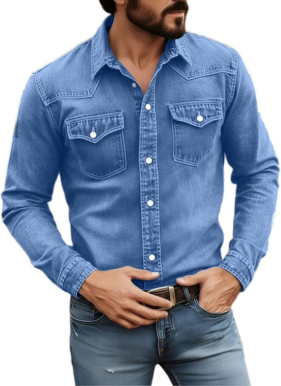 Collared Casual Shirts for Men, Button Up Pocket Cardigan Top | Oversized Loose Fit, Long Sleeve Collared, Casual Cardigan Shirt, Crisp Woven Texture, Summer Travel Vacation