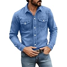 Mens Cotton Shirts Long Sleeve Western Casual 2026 Fall Tops