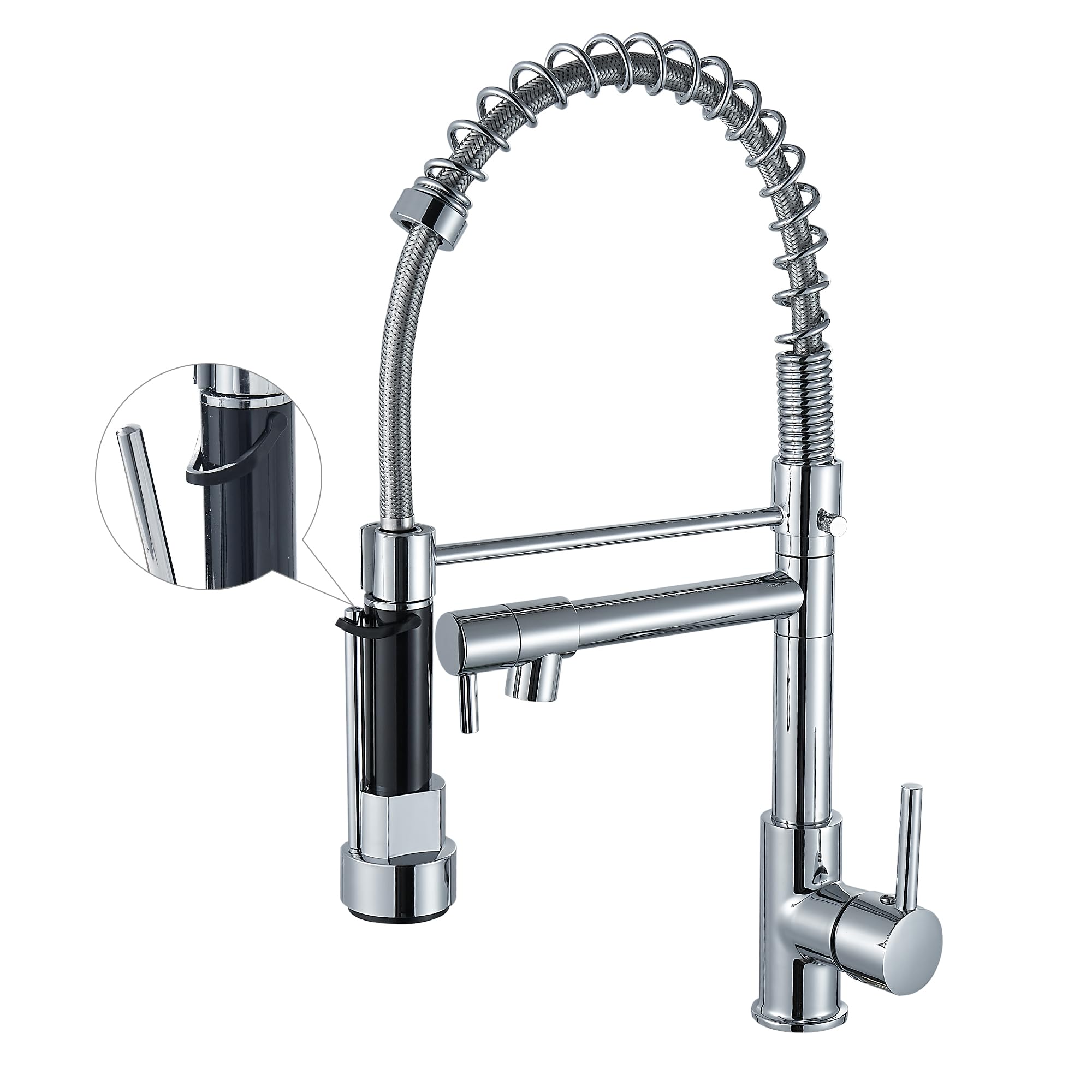 Kitchen Faucet with Pull Down Sprayer High Arc Single Handle Spring Kitchen Sink Faucet,Bright Chrome
