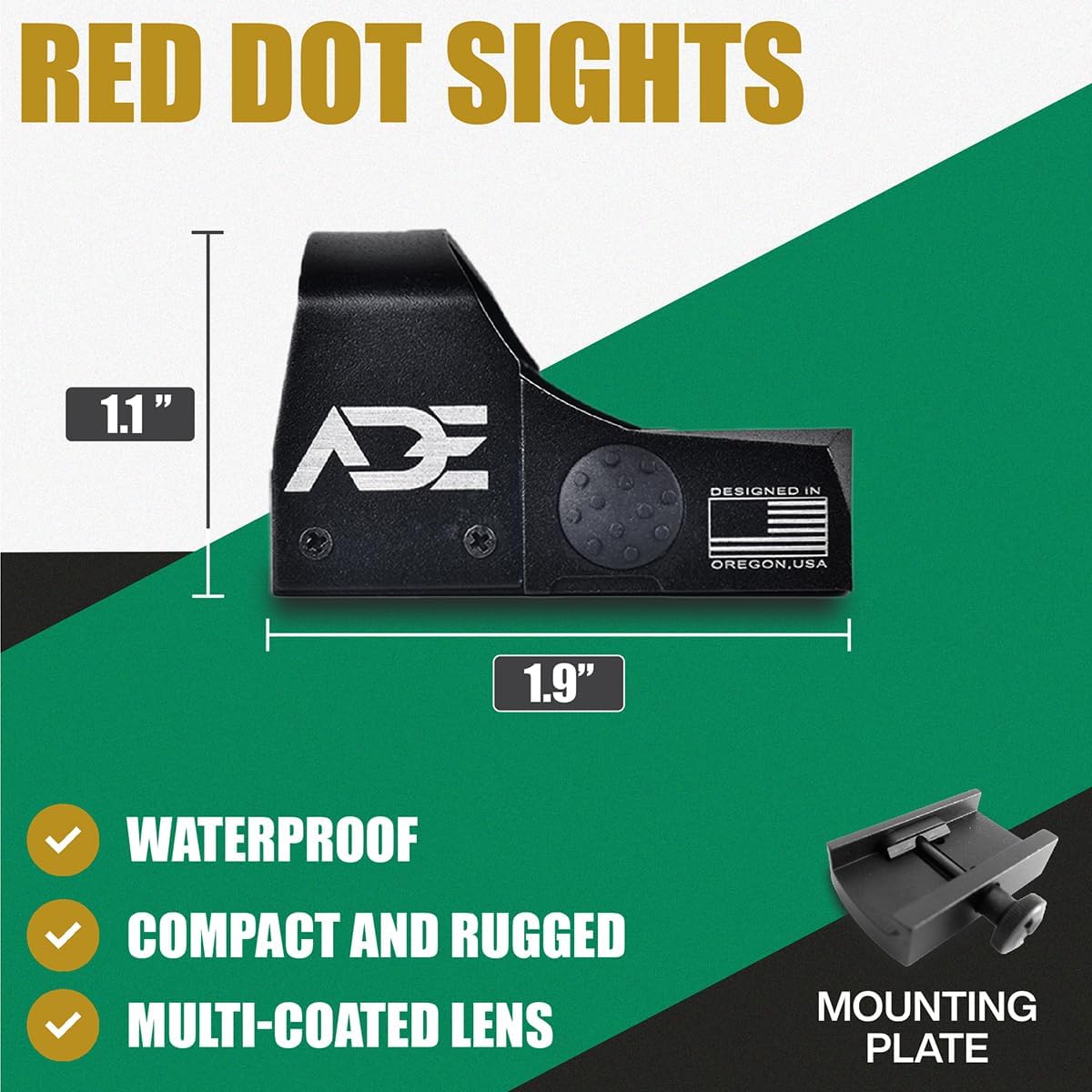Ade Advanced Optics RD3-009-2 Red Dot Sights - Motion Awake - Waterproof & Fog-Resistant -Optic for Pistol S/N: RD3-009-2 Compatible with Doctor/Vortex Venom/Burris Fastfire Footprint