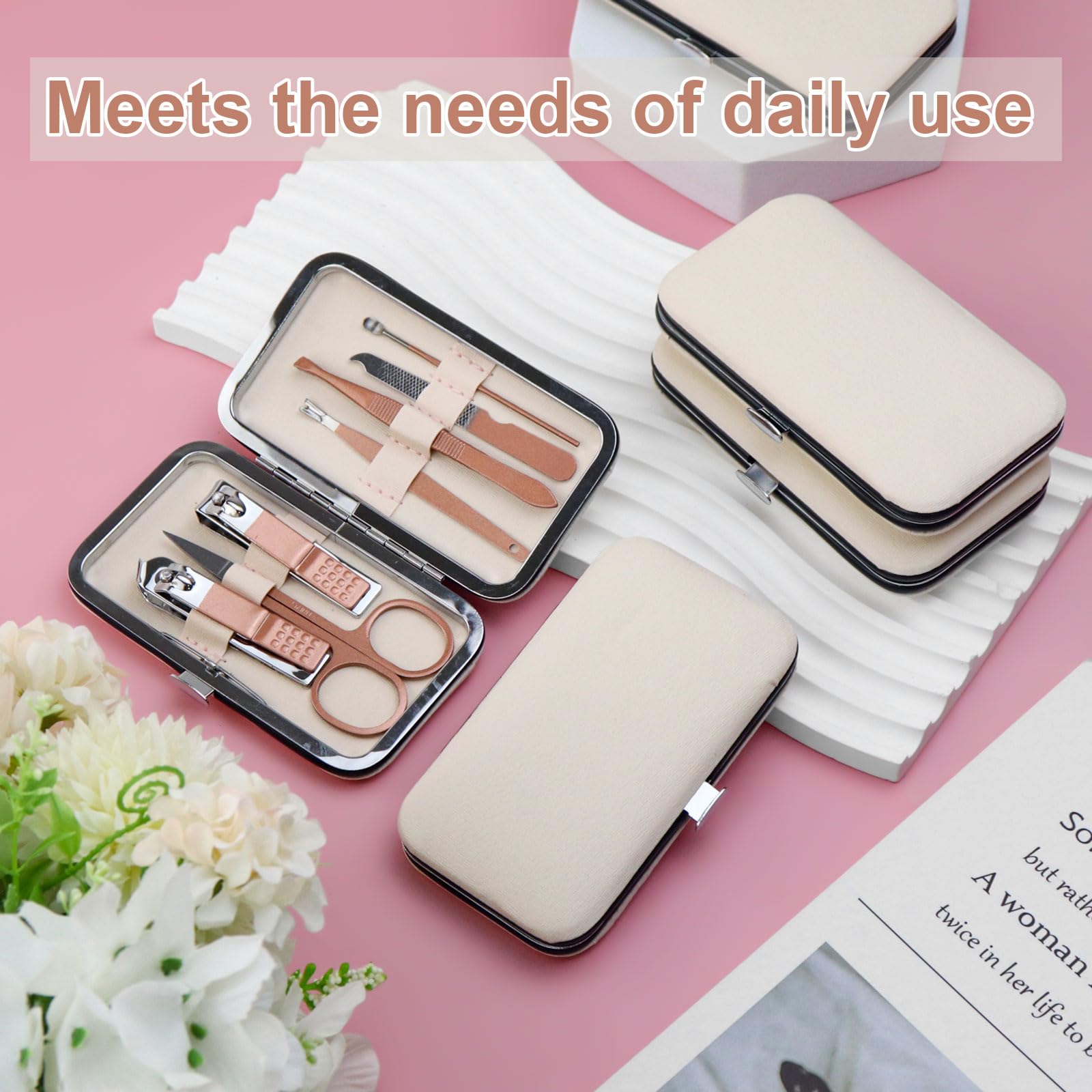 Juego de manicura a granel, kit de cortaúñas de acero inoxidable, juego de cortaúñas resistente, cortador de puntas de uñas, cortaúñas profesional, kit de pedicura personal, regalo negro (24 unidades,