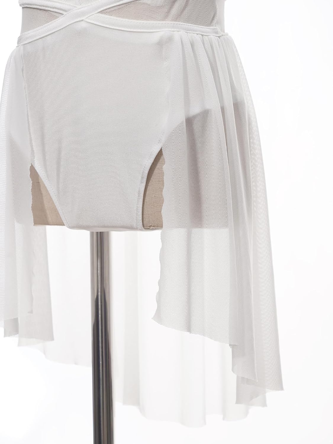 Kids Girls Mock Neck Ballet Modern Dance Lyrical Dress Hollow Back Leotard with Asymmetrical Flowy Chiffon Skirt