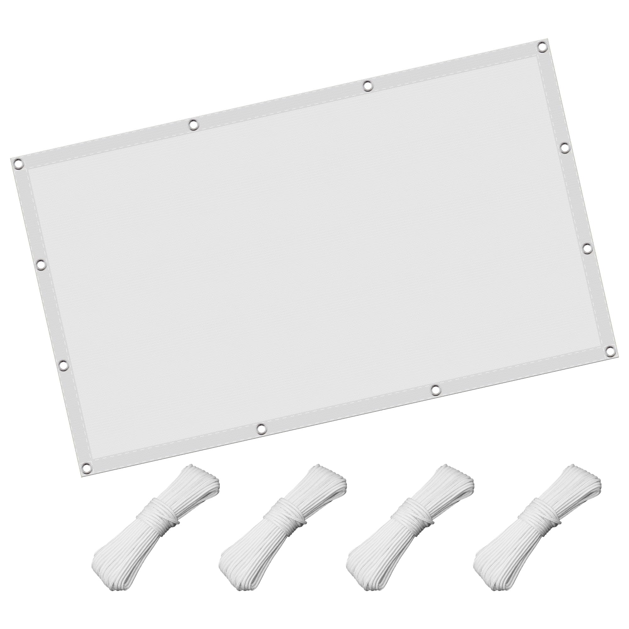 Sonnensegel Balkon Rechteckig 1.9 x 5 m 98% Uv-Schut Wetterschutz Schattiernetz Garten inkl Befestigungsseile für Terrasse Garten, Weiß
