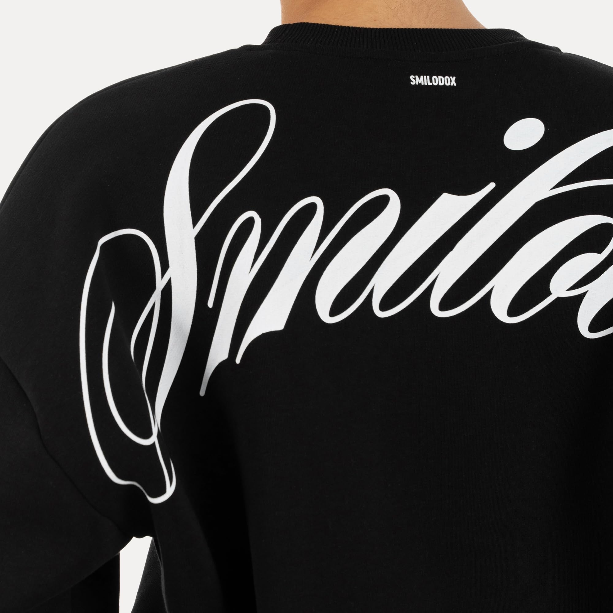 SMILODOX Sweatshirt Unisex Feyd Oversize Fit Rundhals Pullover mit Rückenprint & Brustlogo, lockerer Streetwear Sweater aus Baumwolle, Oversized Pullover für Herren und Damen