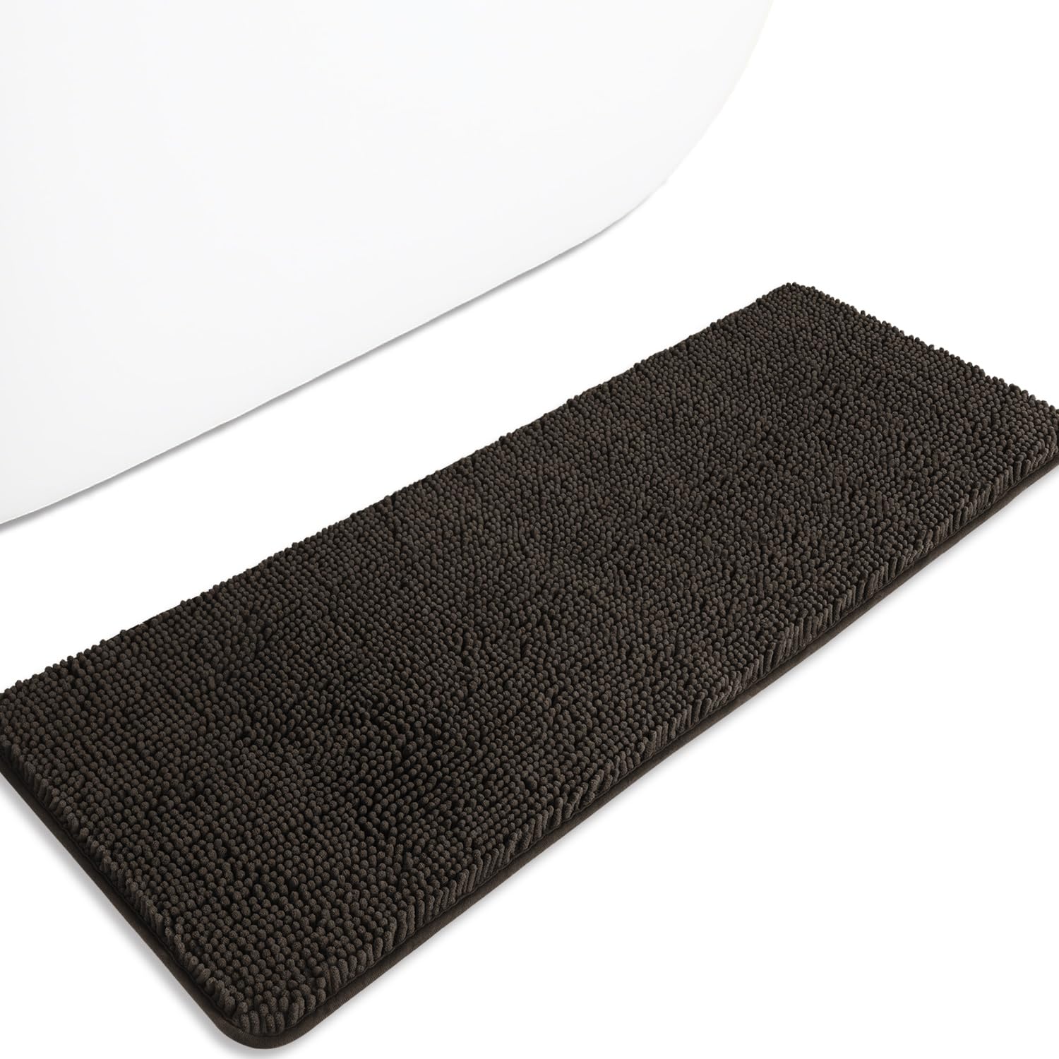 PureSwan Chocolate Brown 47 x 17 Bathroom Rugs – Absorbent and Washable Bath Mat, Non-Slip, Thick Soft Chenille Bath Rugs for Bathroom Floor, Shower, Sink — image 1