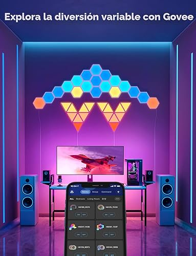 Miniatura 6 de Govee Glide Hexa - Paneles de luz hexagonales RGBIC, luces de pared WiFi, diseño de hacer tu mismo, sincronización con la música, control por